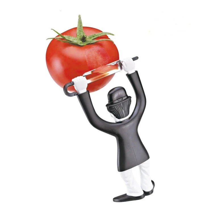 Stainless Steel Fruit and Vegetable Peeler with Playful Character Design - Ideal Kitchen Tool for Precise Peeling and Slicing