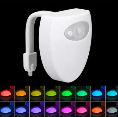 Toilet Induction LED Night Light with motion sensor, 8 colour options, and automatic on/off function for a hands-free, hygienic bathroom experience.