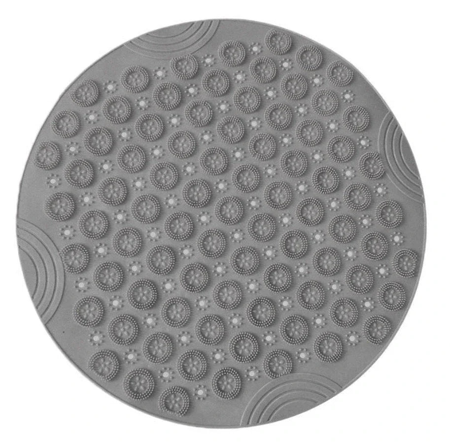 Premium PVC round shower mat with textured surface for massage and non-slip grip