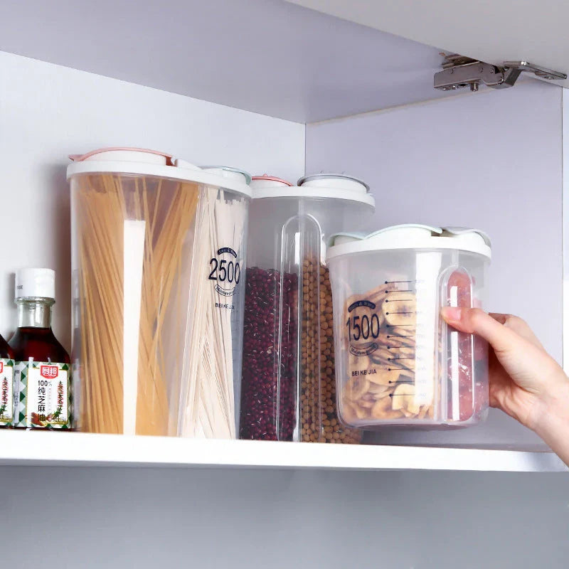 Premium food storage containers with airtight lids, designed to keep cereals, grains, and other dry goods fresh and organised