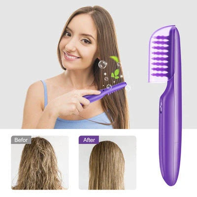 Purple electric detangling brush with scalp massage feature