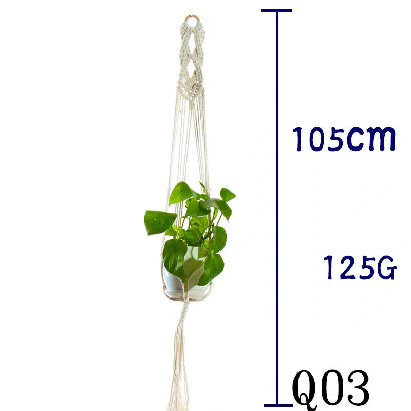 Stylish hanging cotton rope plant holder for indoor and outdoor decoration