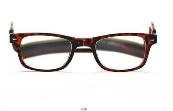 Stylish magnetic neck reading glasses with adjustable titanium frames in various colours