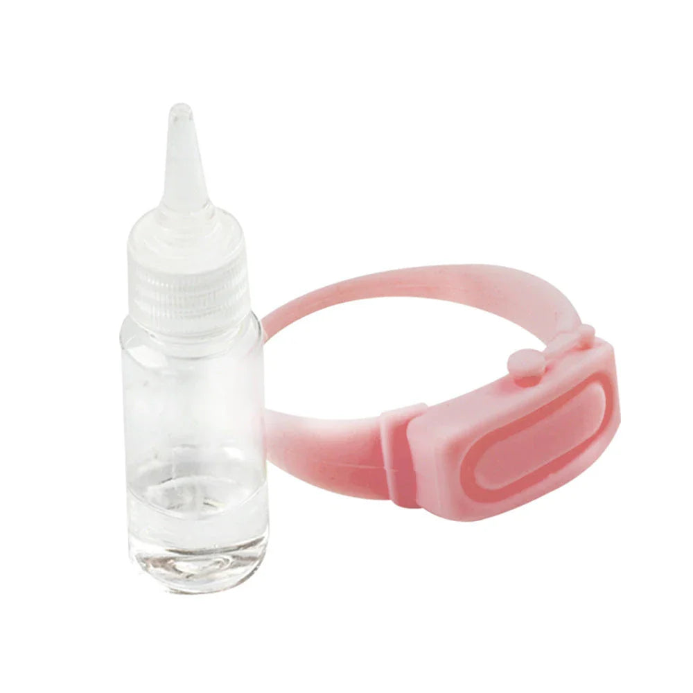 Premium wearable hand sanitiser dispenser bracelet in various colours, made with durable silicone TPU material
