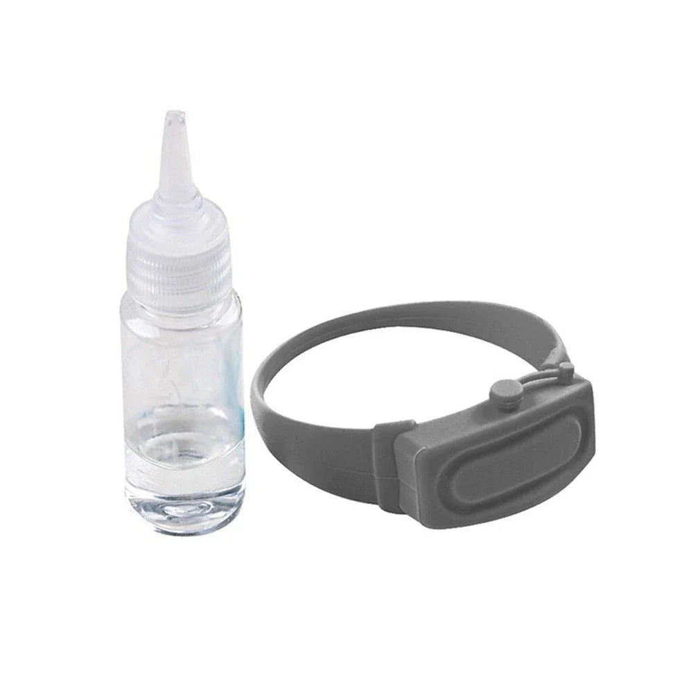 Premium wearable hand sanitiser dispenser bracelet in various colours, made with durable silicone TPU material