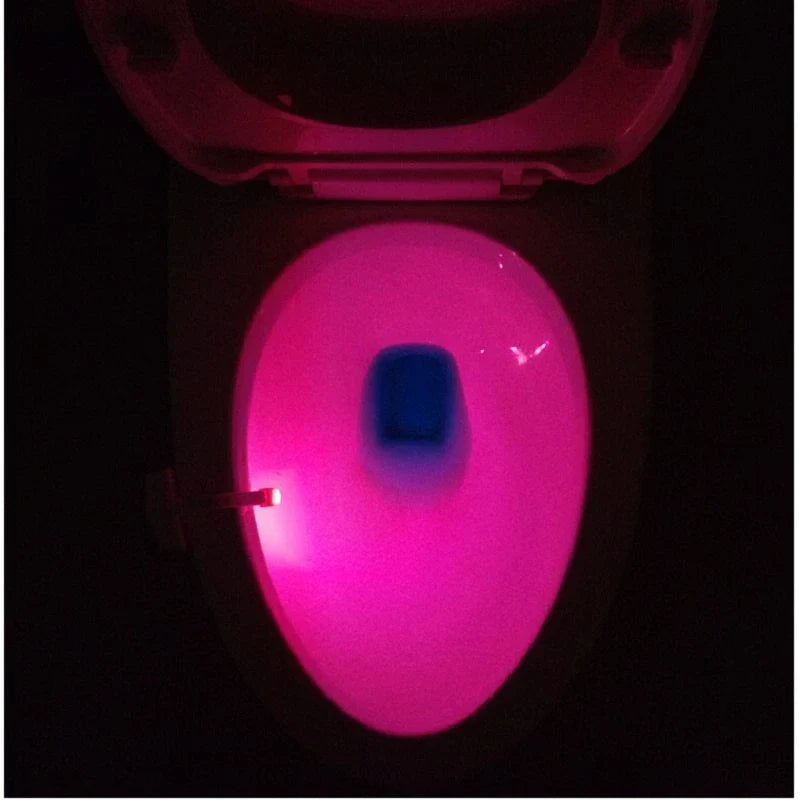 Toilet Induction LED Night Light with motion sensor, 8 colour options, and automatic on/off function for a hands-free, hygienic bathroom experience.