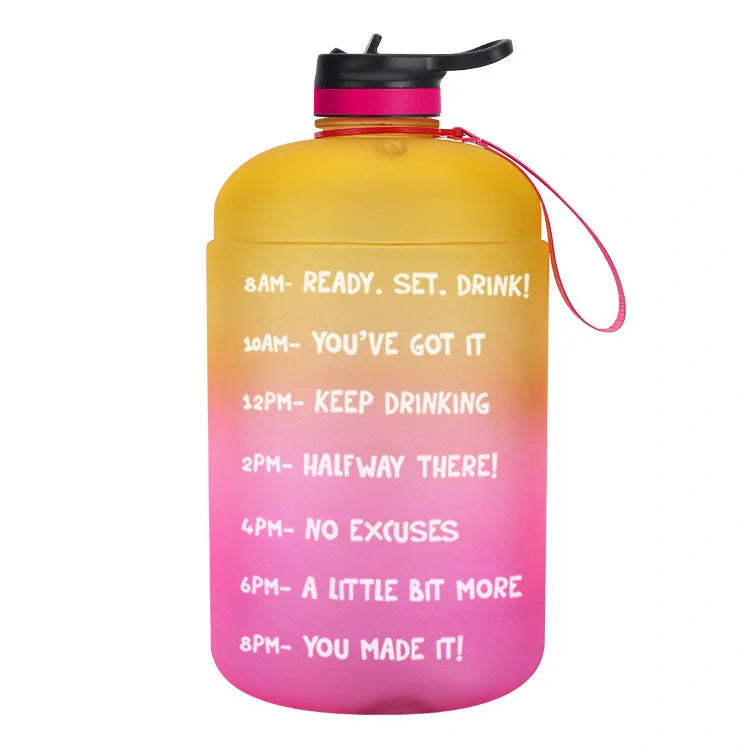 QuiFit Gallon Water Bottle with straw and motivational quote in various colors