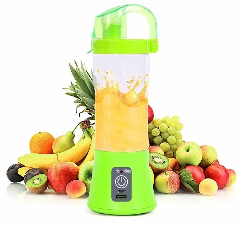 Portable USB Rechargeable Fruit Juicer Blender with 400mL Juice Cup in Blue, Pink, and Green Colors