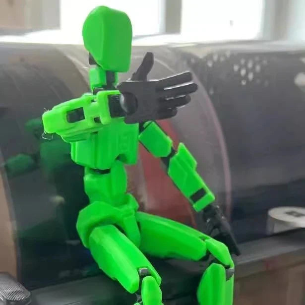 Poseable 3D-printed transforming robot action figure toy in various bright colors