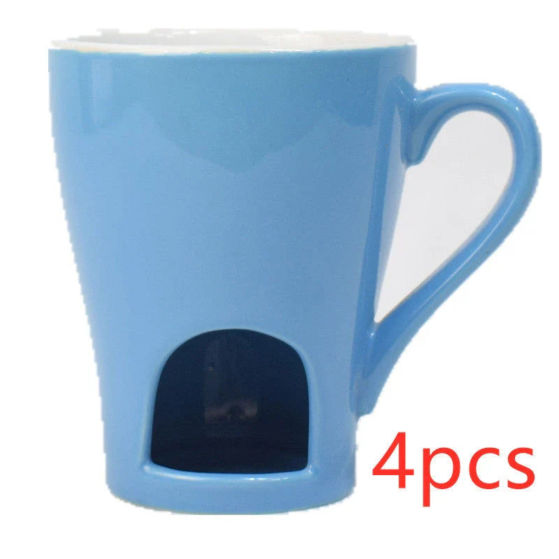 Versatile ceramic mug with built-in hot pot for making delicious desserts and drinks