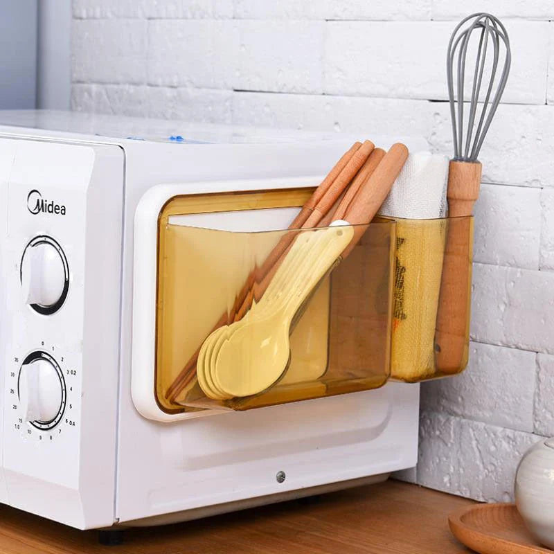 Versatile refrigerator organiser with multiple compartments for storing cling film, tissues, and other small kitchen items