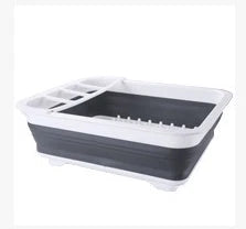 Foldable dish drainer rack with porous surface for air-drying tableware and versatile storage