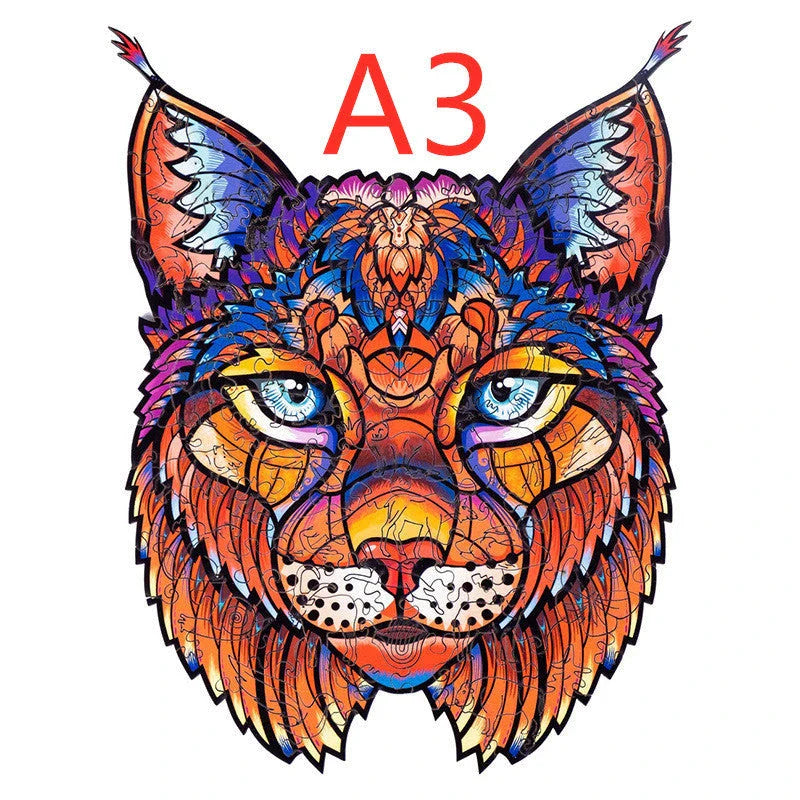 Charming wooden animal puzzles featuring a variety of wild creatures like foxes, wolves, and owls, perfect for a unique Christmas gift.