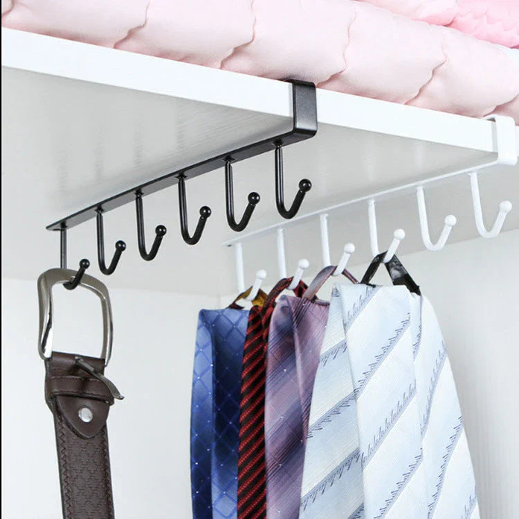 Stylish wrought iron storage hook with seamless, nail-free design and 22 lb weight capacity for versatile hanging in the kitchen, closet, office, and more