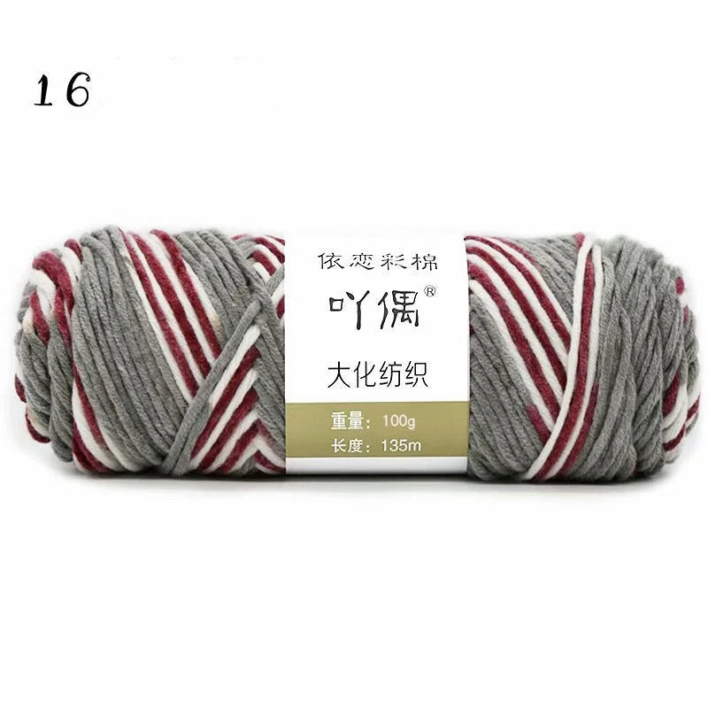 Luxurious gradient milk cotton yarn balls in a variety of vibrant colours, perfect for knitting, weaving, and other textile crafts.