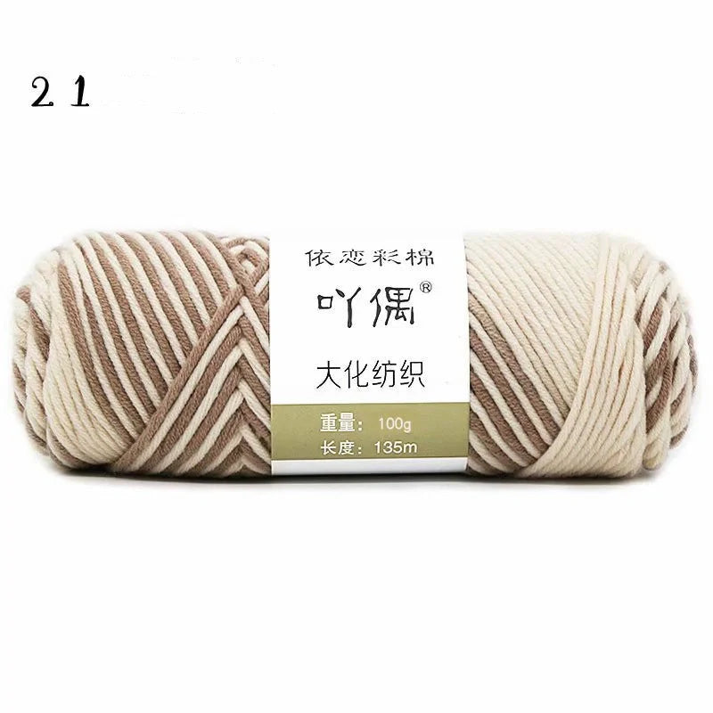 Luxurious gradient milk cotton yarn balls in a variety of vibrant colours, perfect for knitting, weaving, and other textile crafts.