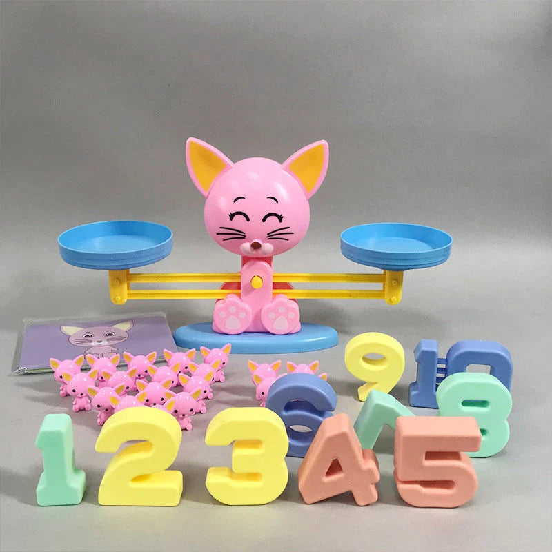Engaging early learning math balance toys for preschool children featuring colorful animal designs