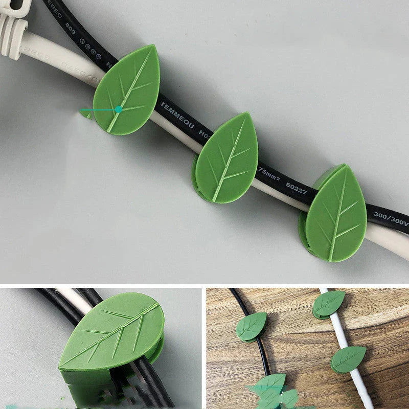 Versatile leaf-shaped plant clips in green, designed to provide discreet and effective support for climbing vines and potted plants