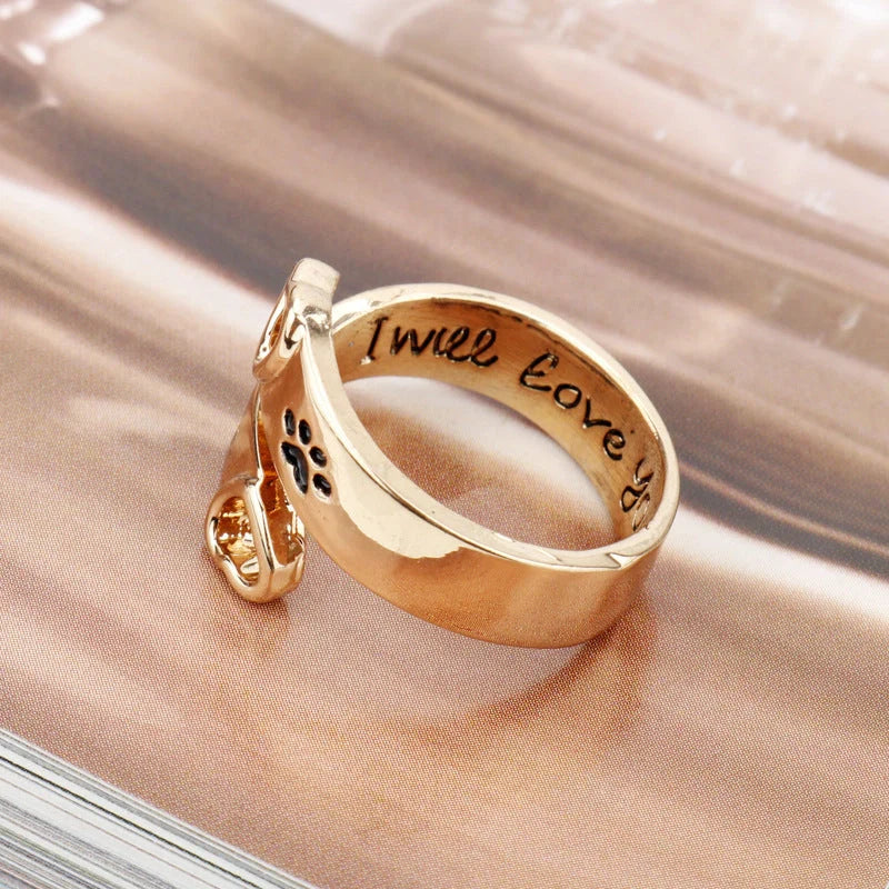 GiftHome UK Stylish Adjustable Gold Claw Ring for Dog Lovers