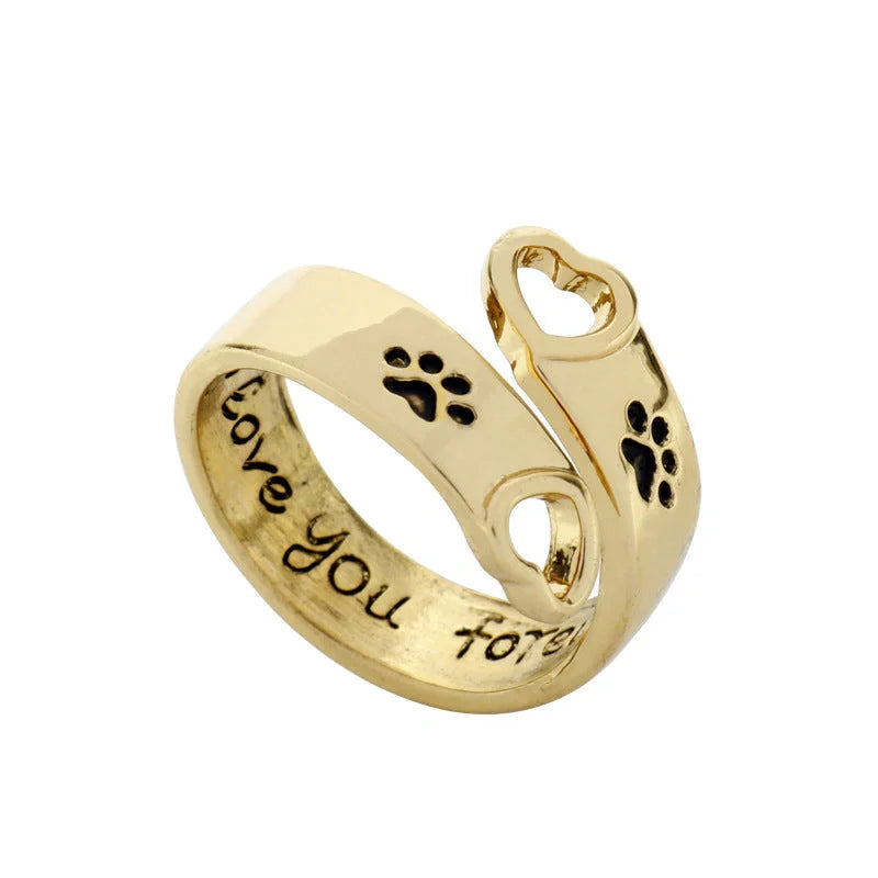 Adjustable gold claw ring with a stylish design inspired by dog paws, perfect for pet lovers in the UK