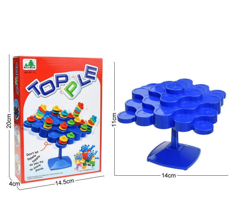 Montessori Balance Turntable Stacking Game in vibrant blue, perfect for family fun and learning