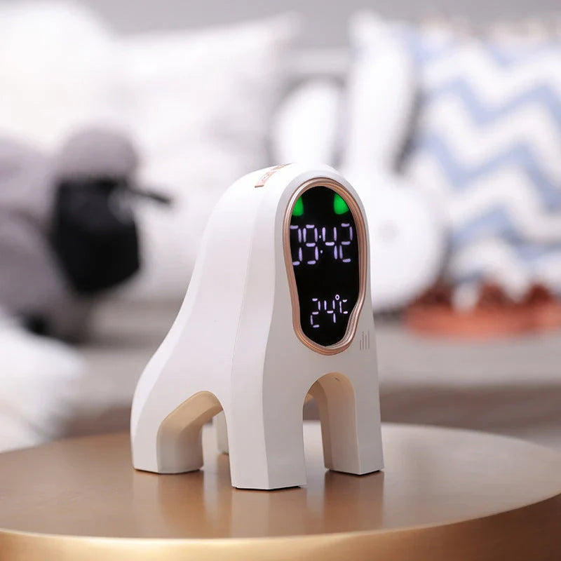 Stylish alarm clock with LED display, ambient lighting, and snooze function for a relaxing sleep environment