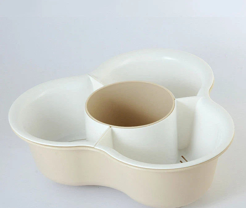Versatile multi-compartment food organiser basket in various colours and sizes, featuring sturdy construction, detachable design, and Nordic-inspired style for efficient kitchen organisation.