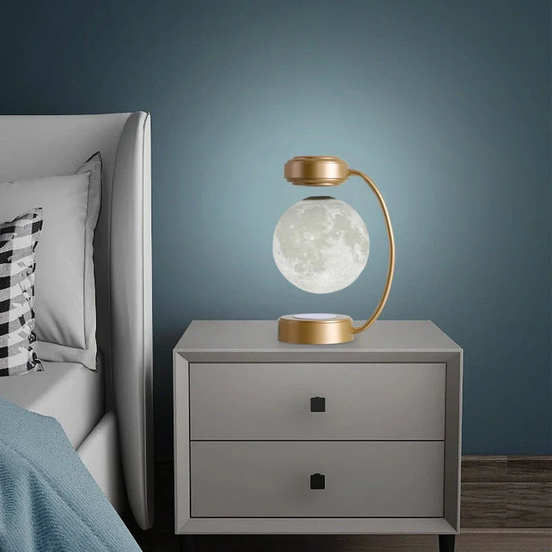 Mesmerising levitating moon lamp with wireless magnetic floating ball and trichromatic lighting