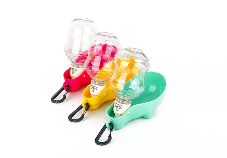 Portable pet water bottle with detachable bowl for convenient hydration while traveling with your dog or cat