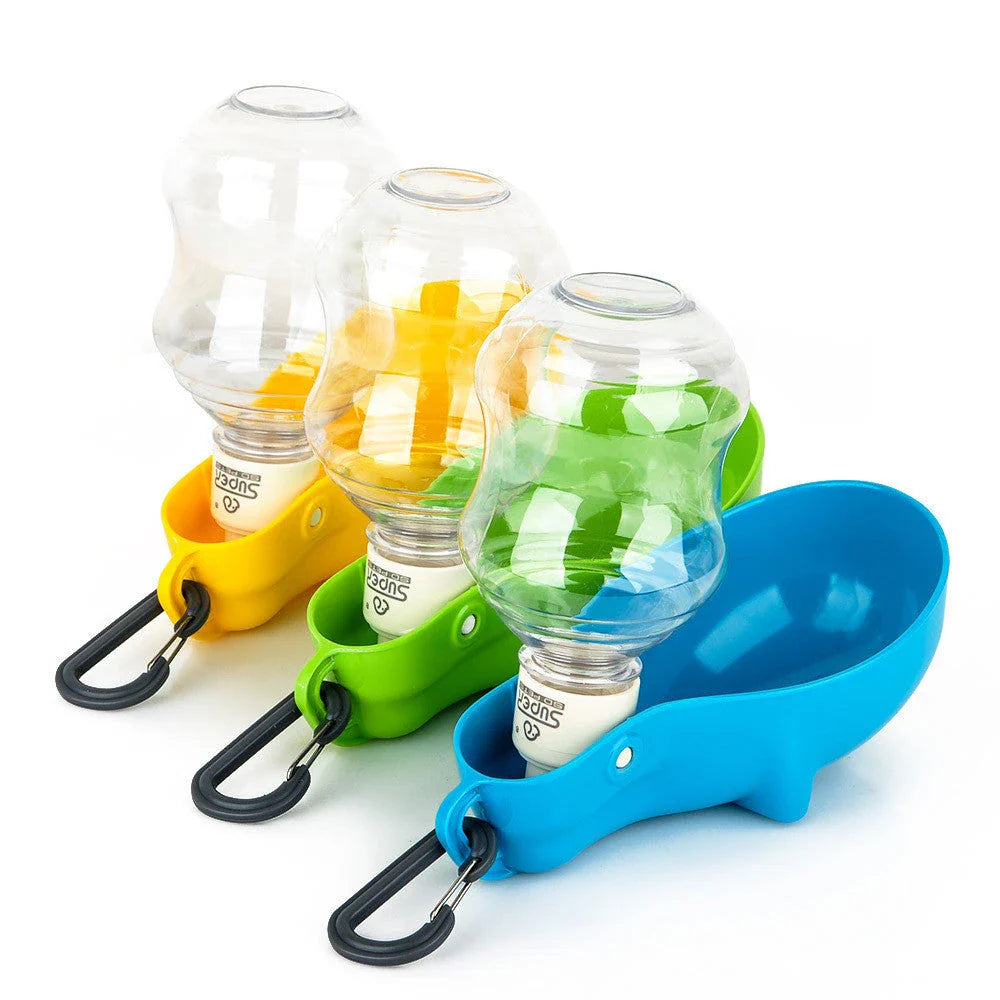 Portable pet water bottle with detachable bowl for convenient hydration while traveling with your dog or cat