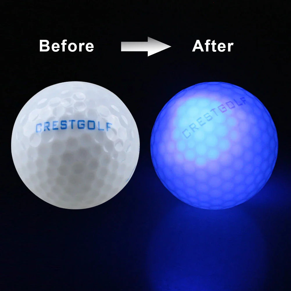 Luminous golf balls emitting a trail of light as they soar through the night sky, offering a captivating golfing experience.