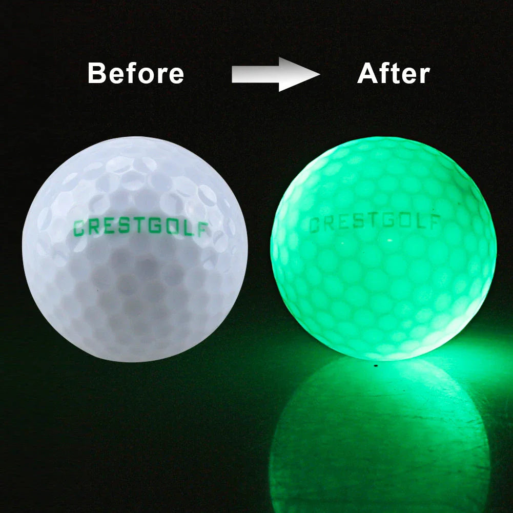 Luminous golf balls emitting a trail of light as they soar through the night sky, offering a captivating golfing experience.