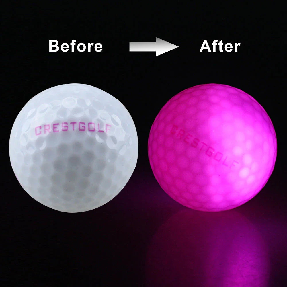Luminous golf balls emitting a trail of light as they soar through the night sky, offering a captivating golfing experience.