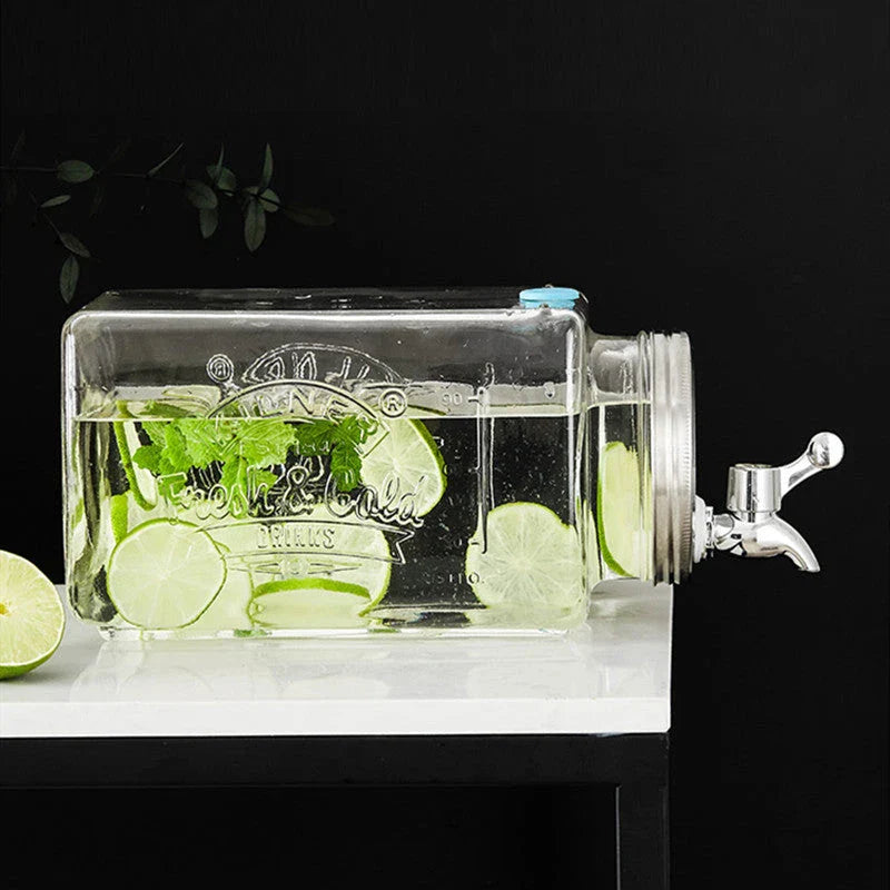 GiftHome UK Stylish Glass Beverage Dispenser with Faucet - Chilled Refreshment Made Easy