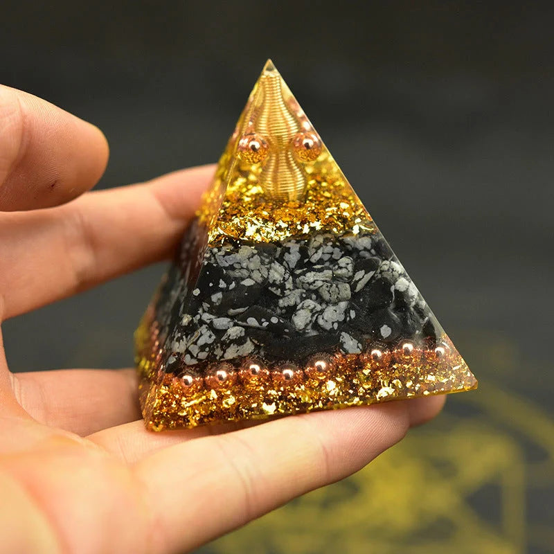 Reiki Orgonite Energy Pyramid for chakra balance and energy purification