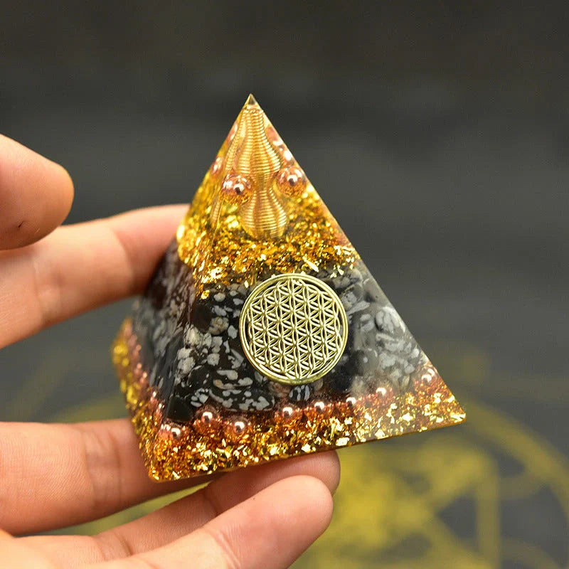 Reiki Orgonite Energy Pyramid for chakra balance and energy purification