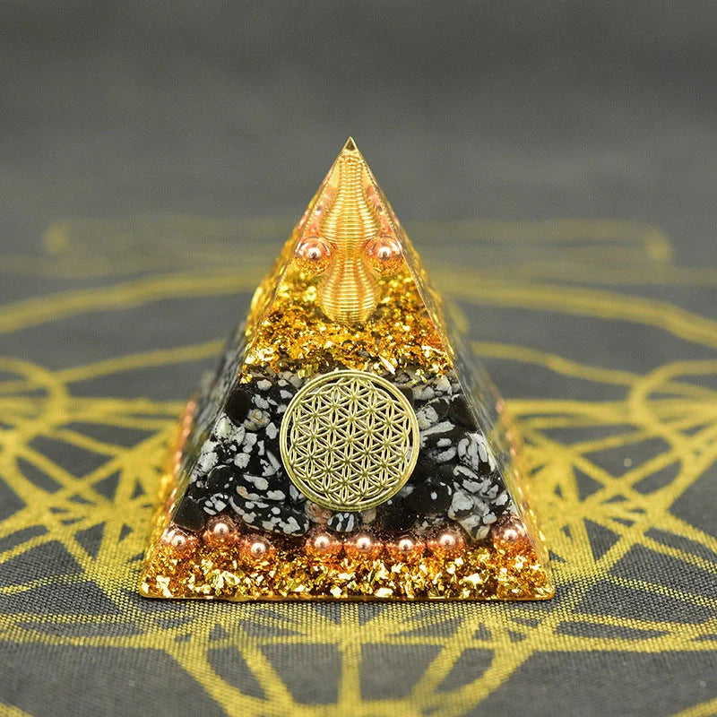 Reiki Orgonite Energy Pyramid for chakra balance and energy purification
