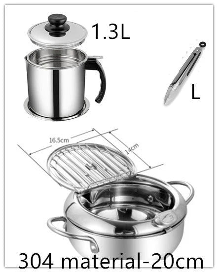 Premium stainless steel folding fryer with thermometer, perfect for frying french fries and other crispy dishes