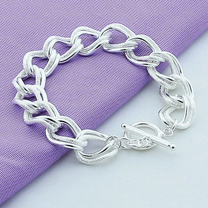 Unisex silver-plated alloy bracelet with European-American styling