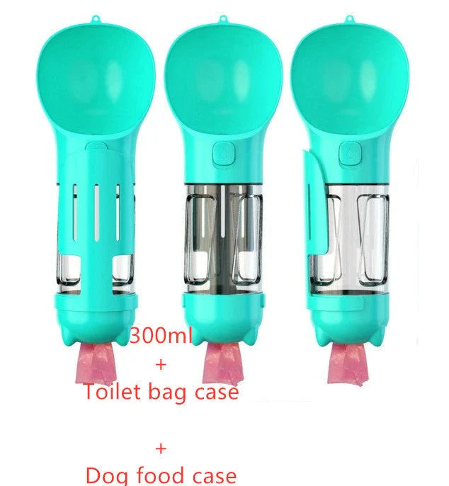 Versatile 3-in-1 Pet Water Bottle with Feeding Bowl and Waste Bag Storage