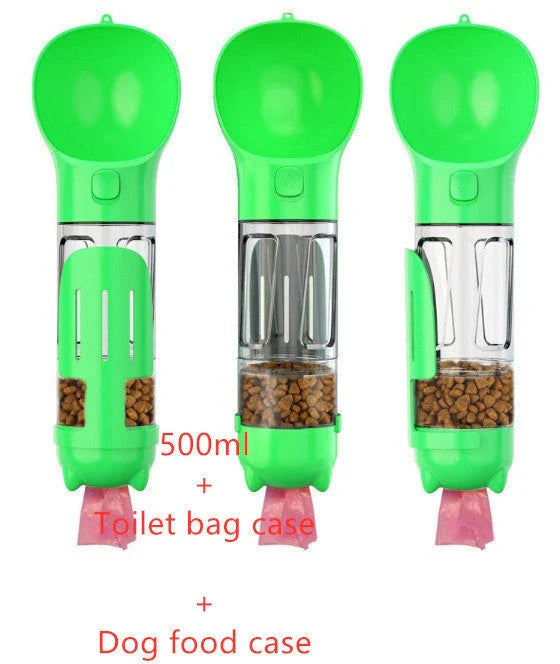 Versatile 3-in-1 Pet Water Bottle with Feeding Bowl and Waste Bag Storage