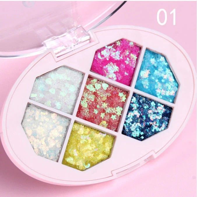 Festival cosmetic glitter eyeshadow in seven vibrant colours for face, body, and eye application