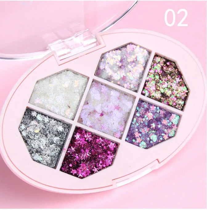 Festival cosmetic glitter eyeshadow in seven vibrant colours for face, body, and eye application