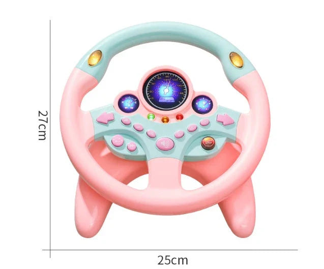 Interactive steering wheel toy with lights and sounds for early learning and cognitive development