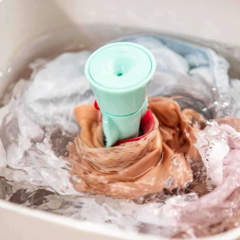 Compact ultrasonic washing machine with a 360-degree vortex rod for thorough, quiet cleaning on the go