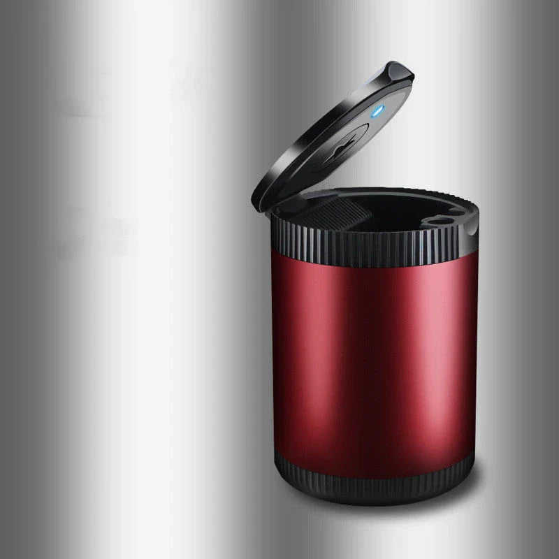 Premium car ashtray with secure lid, featuring one-handed open-and-close, odor-locking design, and flame-retardant materials for a discreet and convenient smoking experience in your vehicle.