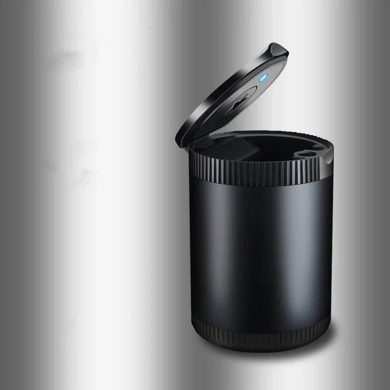 Premium car ashtray with secure lid, featuring one-handed open-and-close, odor-locking design, and flame-retardant materials for a discreet and convenient smoking experience in your vehicle.