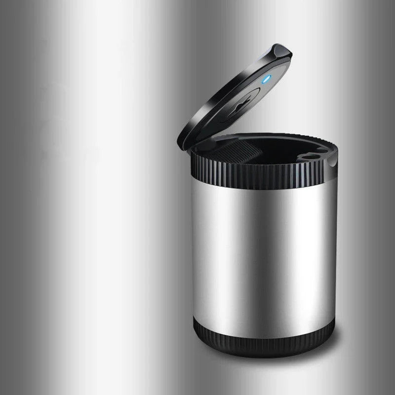 Premium car ashtray with secure lid, featuring one-handed open-and-close, odor-locking design, and flame-retardant materials for a discreet and convenient smoking experience in your vehicle.
