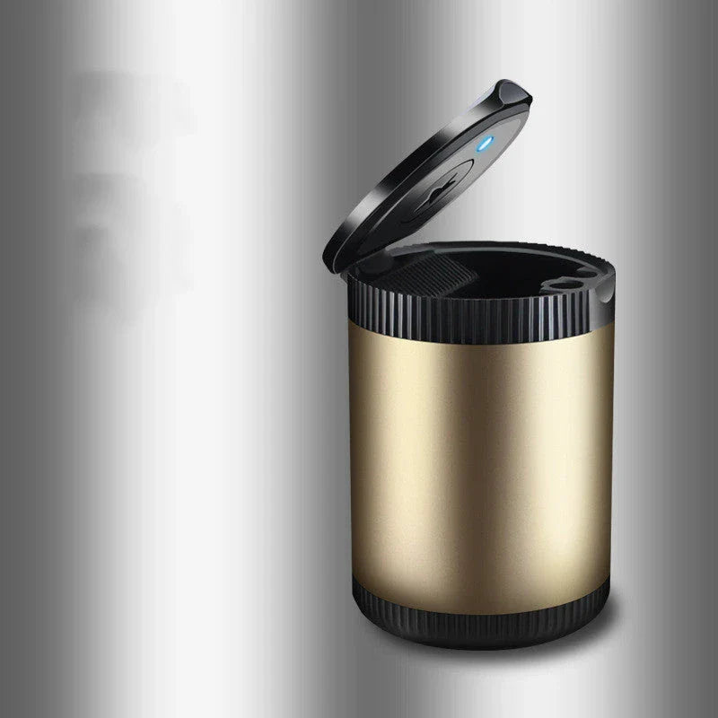 Premium car ashtray with secure lid, featuring one-handed open-and-close, odor-locking design, and flame-retardant materials for a discreet and convenient smoking experience in your vehicle.
