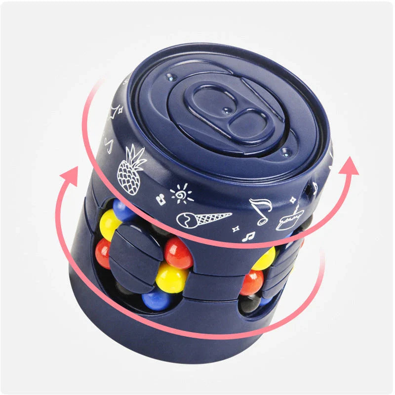 Rubik's Cube-inspired stress relief spinner toy with vibrant colour-changing beads and premium British design